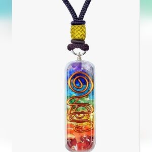 Orgonite Seven Chakra Pendant with Adjustable Cord